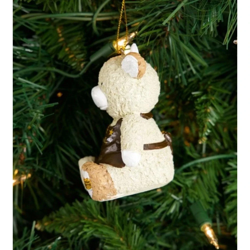 Cracker Barrel Christmas Miss E White and Brown Cow Resin Ornament NEW 2026